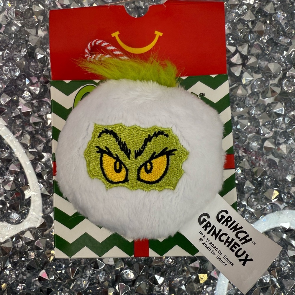 McDonald’s The Grinch Plush Holiday Ornament - White with Lime & Yellow Eyes